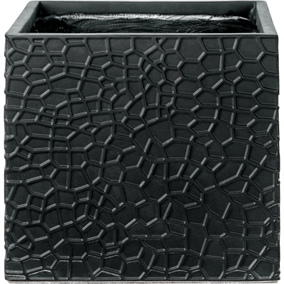 BELIANI Maceta Para Exterior E Interior Tiesto Decorativo Cuadrado De Fibra De Arcilla 42 X 42 X 38 Cm Negro Feiyan BELIANI Maceta Para Exterior E Interior Tiesto Decorativo Cuadrado De Fibra De Arcilla 42 X 42 X 38 Cm Negro Feiyan
