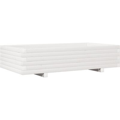 vidaXL Jardinera Blanca 110x60x26,5 cm de Madera Maciza de Pino - Jardinera vidaXL Jardinera Blanca 110x60x26,5 cm de Madera Maciza de Pino - Jardinera