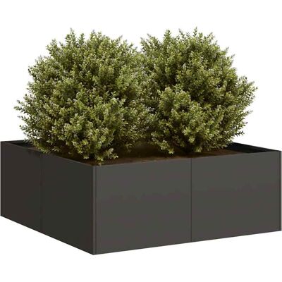 vidaXL Macetero de Acero Negro 80x80x30cm - Exteriores Jardín vidaXL Macetero de Acero Negro 80x80x30cm - Exteriores Jardín