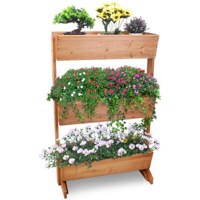 UNHO - Cama de jardín Vertical 3 Niveles - Madera de Pino - Soporte para Macetas UNHO - Cama de jardín Vertical 3 Niveles - Madera de Pino - Soporte para Macetas
