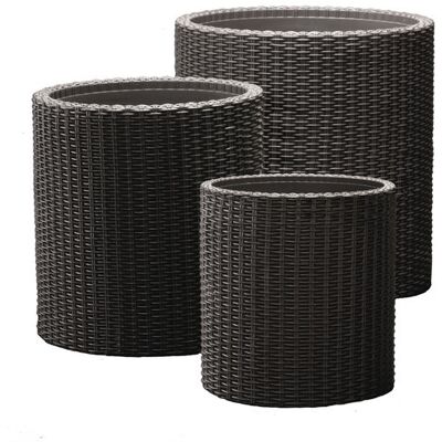 Set de 3 Maceteros Cilíndricos Keter - Decoración Interior/Exterior Set de 3 Maceteros Cilíndricos Keter - Decoración Interior/Exterior