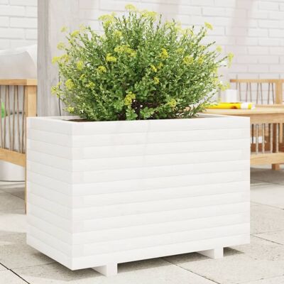 vidaXL Jardinera Blanca 70x40x49,5 cm Madera Maciza de Pino - Jardinera vidaXL Jardinera Blanca 70x40x49,5 cm Madera Maciza de Pino - Jardinera