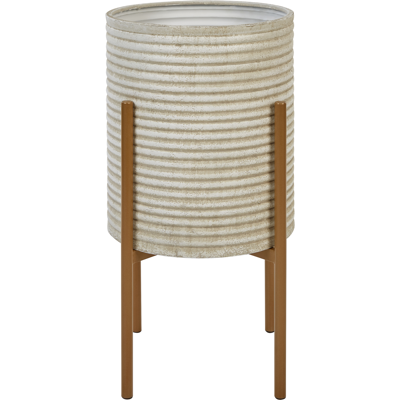 BELIANI Macetero Para Interior Y Exterior Soporte Para Maceta Metal Beige 31 X 31 X 58 Cm Alpinus BELIANI Macetero Para Interior Y Exterior Soporte Para Maceta Metal Beige 31 X 31 X 58 Cm Alpinus