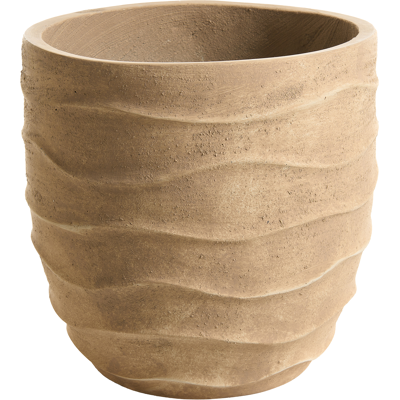 BELIANI Maceta Alta De Cemento De Jardín Interior Exterior 35 X 49 Cm Beige Samnaun BELIANI Maceta Alta De Cemento De Jardín Interior Exterior 35 X 49 Cm Beige Samnaun