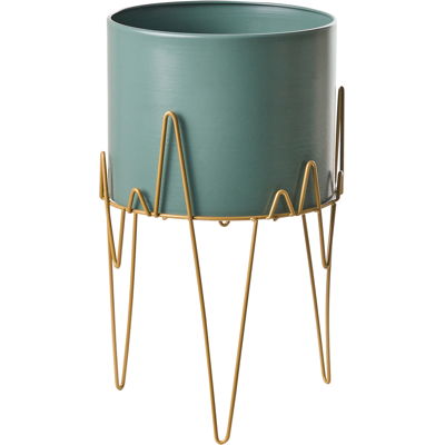 BELIANI Soporte Para Plantas Hierro Verde Y Dorado 28 X 28 X 50 Cm Metal Para Interiores Y Exteriores Industrial Moderna Resistente A Rayos Uv Kalandra BELIANI Soporte Para Plantas Hierro Verde Y Dorado 28 X 28 X 50 Cm Metal Para Interiores Y Exteriores Industrial Moderna Resistente A Rayos Uv Kalandra