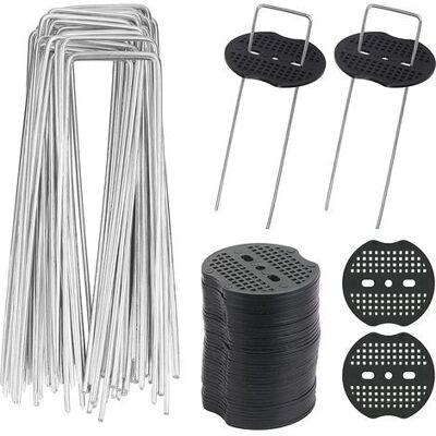 OEM Lote De 40 Estacas De Jardín En Forma De U – + 40 Arandelas – 15x4 Cm – Estacas De Fijación – Lámina De Mantillo – Control De Malezas OEM Lote De 40 Estacas De Jardín En Forma De U – + 40 Arandelas – 15x4 Cm – Estacas De Fijación – Lámina De Mantillo – Control De Malezas
