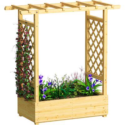JHY DESIGN Fioriera Rialzata Con Traliccio Laterale E Superiore, Contenitore Per Fiori Con Fori Di Drenaggio, 110x44x113 Cm, Legno Naturale JHY DESIGN Fioriera Rialzata Con Traliccio Laterale E Superiore, Contenitore Per Fiori Con Fori Di Drenaggio, 110x44x113 Cm, Legno Naturale