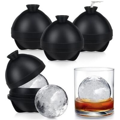 ABYSSE Juego De 4 Bandejas Redondas Para Cubitos De Hielo, Bandejas Grandes De Silicona Con Tapa, Cubitos De Hielo Redondos Grandes, Fáciles De Extraer, Aptas Para Cócteles, Whisky, Vino, Café Y Purés De Fru ABYSSE Juego De 4 Bandejas Redondas Para Cubitos De Hielo, Bandejas Grandes De Silicona Con Tapa, Cubitos De Hielo Redondos Grandes, Fáciles De Extraer, Aptas Para Cócteles, Whisky, Vino, Café Y Purés De Fru
