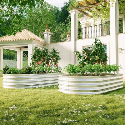 JHY DESIGN Kit De Bancal Elevado De Metal Galvanizado Para Hortalizas, Flores Y Hierbas Aromáticas. Resistente Y A Prueba De Óxido. Fácil Montaje. Juego De 2 Unidades (180 X 90 X 30 Cm). JHY DESIGN Kit De Bancal Elevado De Metal Galvanizado Para Hortalizas, Flores Y Hierbas Aromáticas. Resistente Y A Prueba De Óxido. Fácil Montaje. Juego De 2 Unidades (180 X 90 X 30 Cm).