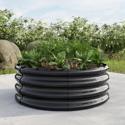 JHY DESIGN Macetero Elevado Galvanizado, Macetero Redondo Elevado Para Uso Exterior, Ideal Para Cultivar Verduras, Frutas Y Flores. JHY DESIGN Macetero Elevado Galvanizado, Macetero Redondo Elevado Para Uso Exterior, Ideal Para Cultivar Verduras, Frutas Y Flores.