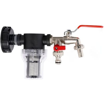 ABYSSE Adaptador De Grifo Para Tanque Ibc (2 Válvulas De Salida Independientes) Con Filtro/ibc S60 X6 ABYSSE Adaptador De Grifo Para Tanque Ibc (2 Válvulas De Salida Independientes) Con Filtro/ibc S60 X6