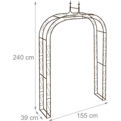 HELLOSHOP26 Arco De Jardín Diseño Romántico Soporte Plantas 200 X 100 X 30 Cm De Acero Marrón 130016824 HELLOSHOP26 Arco De Jardín Diseño Romántico Soporte Plantas 200 X 100 X 30 Cm De Acero Marrón 130016824