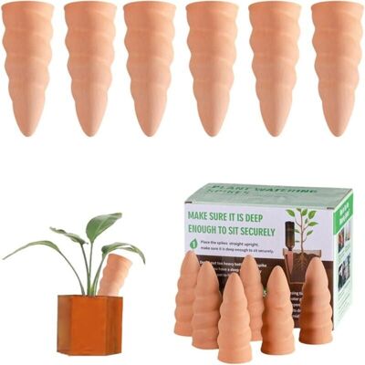 ABYSSE Juego De 6 Macetas Oya De Terracota Con Autorriego, Conos De Riego De Arcilla, Riego Por Goteo Automático Para Plantas De Interior En Maceta, Color Marrón. ABYSSE Juego De 6 Macetas Oya De Terracota Con Autorriego, Conos De Riego De Arcilla, Riego Por Goteo Automático Para Plantas De Interior En Maceta, Color Marrón.
