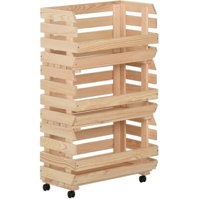 vidaXL Carro de Verduras de Pino Macizo Carro de Cocina Estantería vidaXL Carro de Verduras de Pino Macizo Carro de Cocina Estantería