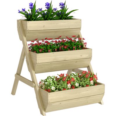 JHY DESIGN Huerto Vertical Elevado De Tres Niveles, Jardinera Vertical De Madera Con Tres Bandejas De Plantación, Orificios De Drenaje, Verde JHY DESIGN Huerto Vertical Elevado De Tres Niveles, Jardinera Vertical De Madera Con Tres Bandejas De Plantación, Orificios De Drenaje, Verde