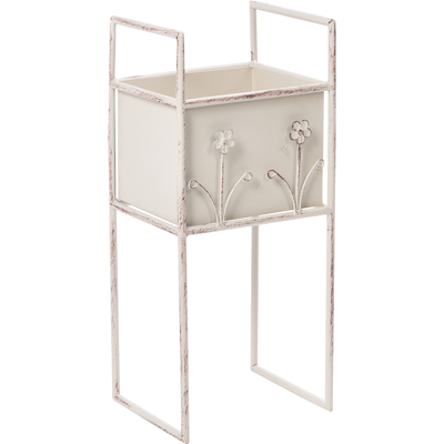 BELIANI Jardinera Elevada Macetero De Metal Para Interior Y Exterior Con Soporte 22 X 18 X 50 Cm Hierro Beige Lupine BELIANI Jardinera Elevada Macetero De Metal Para Interior Y Exterior Con Soporte 22 X 18 X 50 Cm Hierro Beige Lupine