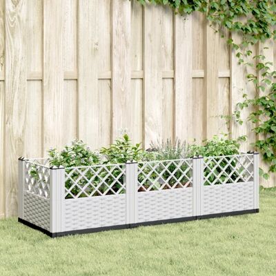 Jardinera blanca vidaXL con picos de suelo - Decoración de jardín exterior Jardinera blanca vidaXL con picos de suelo - Decoración de jardín exterior