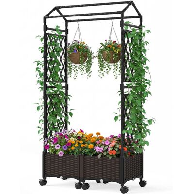 HELLOSHOP26 Huerto Elevado Con Enrejado 81 X 40 X 162 Cm Sistema De Riego Automático Y Fácil Movilidad Ratán Marrón 200017055 HELLOSHOP26 Huerto Elevado Con Enrejado 81 X 40 X 162 Cm Sistema De Riego Automático Y Fácil Movilidad Ratán Marrón 200017055