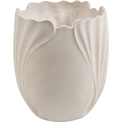 BELIANI Maceta De Óxido De Magnesio Con Forma De Flor Escultural Para Jardín Interior Exterior Resistente A La Intemperie 50 L Beige Claro Arpone BELIANI Maceta De Óxido De Magnesio Con Forma De Flor Escultural Para Jardín Interior Exterior Resistente A La Intemperie 50 L Beige Claro Arpone