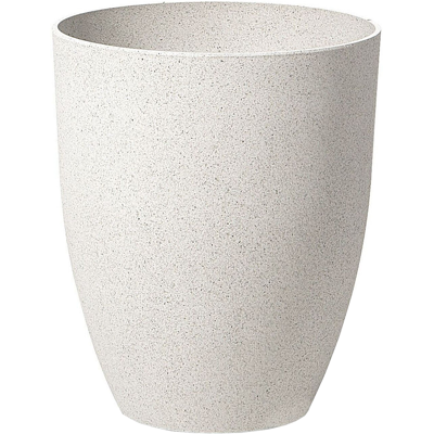 BELIANI Maceta De Mezcla De Piedra Blanco Crema 35 Cm Poliresina Interior Exterior Croton BELIANI Maceta De Mezcla De Piedra Blanco Crema 35 Cm Poliresina Interior Exterior Croton