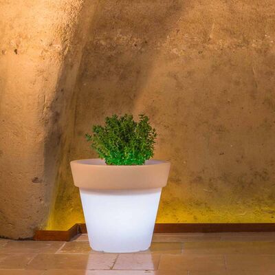 Idralite - Maceta Con Led De Resina H 45 Mod. Begonia Redonda Lámpara Blanca Idralite - Maceta Con Led De Resina H 45 Mod. Begonia Redonda Lámpara Blanca
