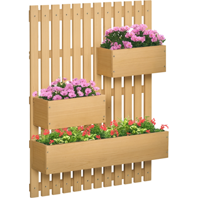 JHY DESIGN Jardinera Vertical De Madera Para Exteriores Con 3 Macetas Extraíbles, 60 X 16 X 80 Cm. JHY DESIGN Jardinera Vertical De Madera Para Exteriores Con 3 Macetas Extraíbles, 60 X 16 X 80 Cm.