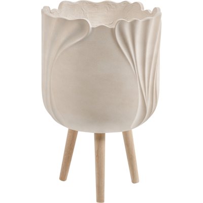 BELIANI Maceta De Magnesio Con Forma De Flor Escultural Con Patas Para Jardín Interior Exterior Resistente A La Intemperie 24 L Beige Claro Arpone BELIANI Maceta De Magnesio Con Forma De Flor Escultural Con Patas Para Jardín Interior Exterior Resistente A La Intemperie 24 L Beige Claro Arpone