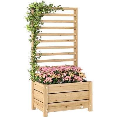 JHY DESIGN Macetero Con Enrejado, Jardinera Con Pantalla De Privacidad, Orificio De Drenaje Y Revestimiento Interior, 60 X 39 X 120 Cm, Madera Natural. JHY DESIGN Macetero Con Enrejado, Jardinera Con Pantalla De Privacidad, Orificio De Drenaje Y Revestimiento Interior, 60 X 39 X 120 Cm, Madera Natural.