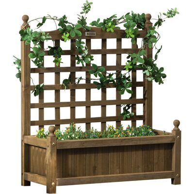 JHY DESIGN Macetero Con Enrejado, Jardinera Elevada, 64 X 28 X 75 Cm, Con Sistema De Riego Integrado, Madera Maciza. JHY DESIGN Macetero Con Enrejado, Jardinera Elevada, 64 X 28 X 75 Cm, Con Sistema De Riego Integrado, Madera Maciza.