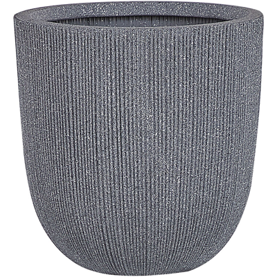 BELIANI Maceta De Poli Resina Gris Jardinera De Flores 48 X Ø 44 Cm Accesorios De Decoración Interior Al Aire Libre Minimalista Moderno Chios BELIANI Maceta De Poli Resina Gris Jardinera De Flores 48 X Ø 44 Cm Accesorios De Decoración Interior Al Aire Libre Minimalista Moderno Chios