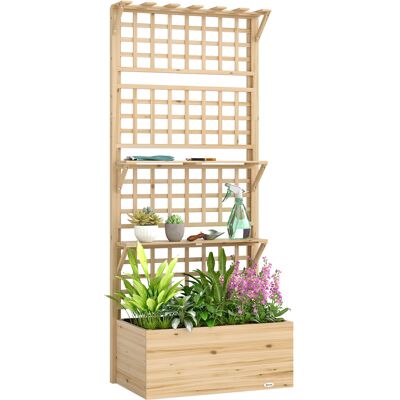 JHY DESIGN Macetero Con Celosía Y Techo De Madera Para Plantas Trepadoras, 2 Estantes, Desagüe Y Forro, 76 X 43,5 X 177 Cm, Natural JHY DESIGN Macetero Con Celosía Y Techo De Madera Para Plantas Trepadoras, 2 Estantes, Desagüe Y Forro, 76 X 43,5 X 177 Cm, Natural