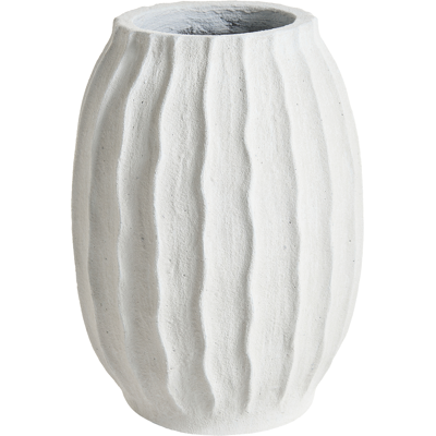 BELIANI Maceta Alta De Cemento De Jardín Interior Exterior 35 X 49 Cm Blanco Lungau BELIANI Maceta Alta De Cemento De Jardín Interior Exterior 35 X 49 Cm Blanco Lungau