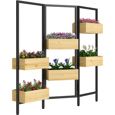 JHY DESIGN Macetero Con Pantalla De Privacidad, Huerto Elevado Con Enrejado Plegable, 6 Jardineras Con Orificios De Drenaje, Acero JHY DESIGN Macetero Con Pantalla De Privacidad, Huerto Elevado Con Enrejado Plegable, 6 Jardineras Con Orificios De Drenaje, Acero