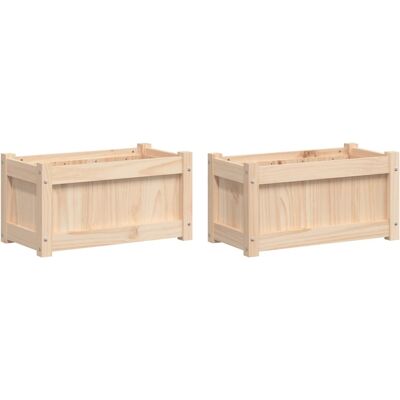 Jardineras de exterior de madera maciza de pino vidaXL 2 unidades - Jardineras Jardineras de exterior de madera maciza de pino vidaXL 2 unidades - Jardineras