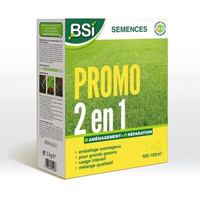 BSI - Semillas de Césped - Establecimiento Rápido - Revestimiento Protector - Alta Calidad - Hasta 150m² - 3Kg BSI - Semillas de Césped - Establecimiento Rápido - Revestimiento Protector - Alta Calidad - Hasta 150m² - 3Kg