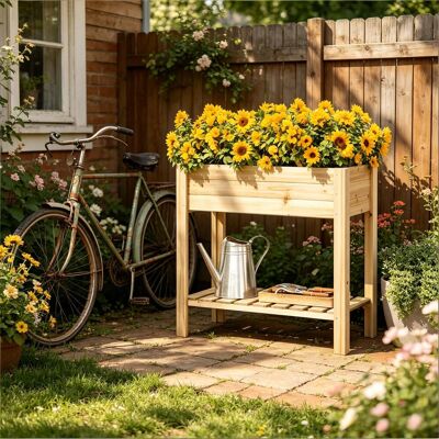 JHY DESIGN Huerto Elevado, Jardinera De Hierbas Aromáticas, Contenedor De Plantas Con Estante De Almacenamiento. JHY DESIGN Huerto Elevado, Jardinera De Hierbas Aromáticas, Contenedor De Plantas Con Estante De Almacenamiento.