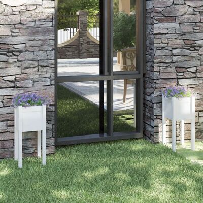 Jardineras Blancas vidaXL 2 uds - Madera de pino maciza - 31x31x70 cm Jardineras Blancas vidaXL 2 uds - Madera de pino maciza - 31x31x70 cm