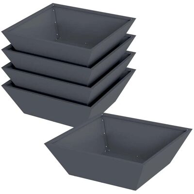 HELLOSHOP26 Juego De 5 Macetas Trapezoidales Modernas Para Jardín O Patio 50 X 50 X 15 Cm Metal Color Antracita 020052387 HELLOSHOP26 Juego De 5 Macetas Trapezoidales Modernas Para Jardín O Patio 50 X 50 X 15 Cm Metal Color Antracita 020052387