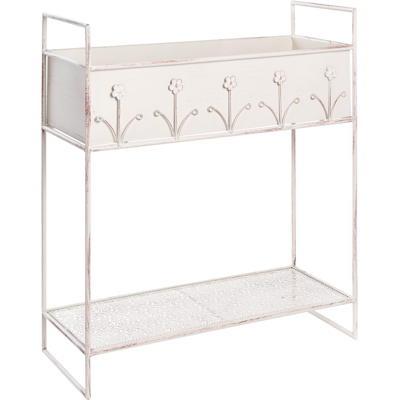 BELIANI Jardinera Elevada Macetero De Metal Para Interior Y Exterior Con Soporte 62 X 25 X 70 Cm Hierro Beige Lupine BELIANI Jardinera Elevada Macetero De Metal Para Interior Y Exterior Con Soporte 62 X 25 X 70 Cm Hierro Beige Lupine