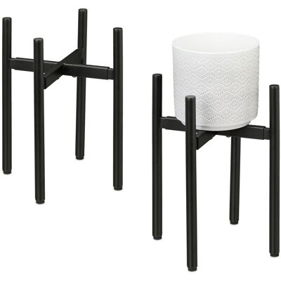 Set 2 Soportes Macetas, Ancho Ajustable, 26x26-37x37cm, Portamacetas Metal, Estante Plantas, Negro - Relaxdays Set 2 Soportes Macetas, Ancho Ajustable, 26x26-37x37cm, Portamacetas Metal, Estante Plantas, Negro - Relaxdays
