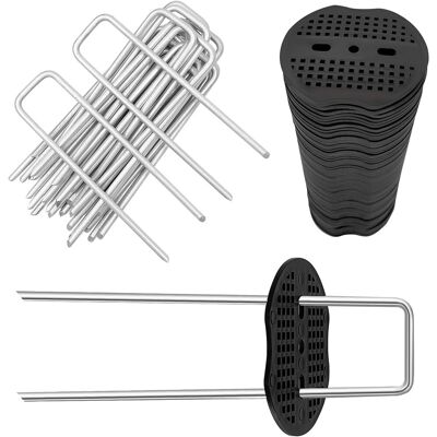 OEM 40 Estacas De Fijación Con Arandelas, Estacas De Jardín En Forma De U De 150 Mm X 40 Mm, Ø 5 Mm, Grapas De Fijación Para Tela De Control De Malezas, Lona De Control De Malezas ((20 Piezas / 20 Arandel OEM 40 Estacas De Fijación Con Arandelas, Estacas De Jardín En Forma De U De 150 Mm X 40 Mm, Ø 5 Mm, Grapas De Fijación Para Tela De Control De Malezas, Lona De Control De Malezas ((20 Piezas / 20 Arandel
