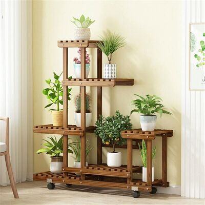 Unho - Estanteria Para Macetas Con Ruedas Soporte Para Plantas De Madera Decorativo 95 × 25 × 102cm Unho - Estanteria Para Macetas Con Ruedas Soporte Para Plantas De Madera Decorativo 95 × 25 × 102cm
