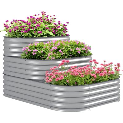 JHY DESIGN Huerto Elevado, Soporte Para Flores De Exterior, Jardinera, 3 Niveles, 158 Cm X 109 Cm X 82 Cm, Plata JHY DESIGN Huerto Elevado, Soporte Para Flores De Exterior, Jardinera, 3 Niveles, 158 Cm X 109 Cm X 82 Cm, Plata