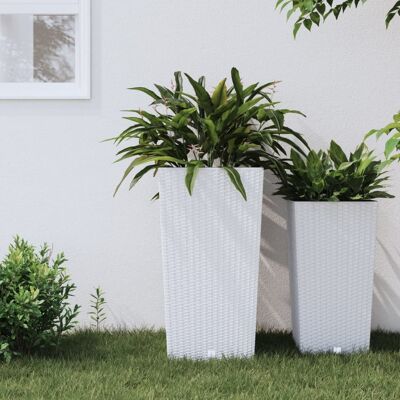 Jardinera de ratán blanco vidaXL con inserto extraíble - 21/49 L Jardinera de ratán blanco vidaXL con inserto extraíble - 21/49 L