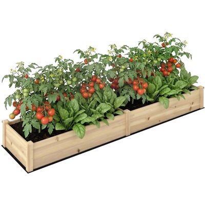 JHY DESIGN Huerto Elevado, 2 Zonas De Plantación, Revestimiento De Tela No Tejida, Resistente A La Intemperie, Madera Maciza, 244 Cm X 61,5 Cm X 27 Cm JHY DESIGN Huerto Elevado, 2 Zonas De Plantación, Revestimiento De Tela No Tejida, Resistente A La Intemperie, Madera Maciza, 244 Cm X 61,5 Cm X 27 Cm