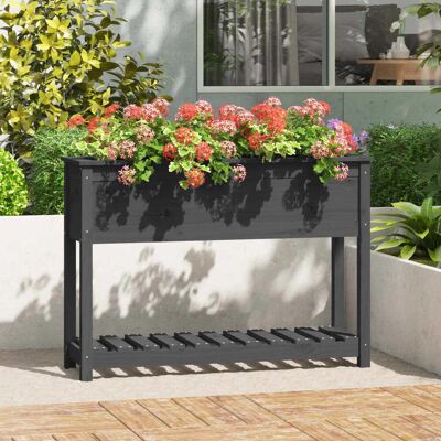 Jardinera gris de pino con estante vidaXL - Jardinera - Jardín Jardinera gris de pino con estante vidaXL - Jardinera - Jardín
