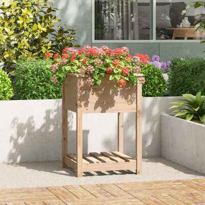 Jardinera de pino macizo con estante vidaXL - Jardinera - Marrón Jardinera de pino macizo con estante vidaXL - Jardinera - Marrón