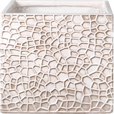 BELIANI Maceta Para Exterior E Interior Tiesto Decorativo Cuadrado De Fibra De Arcilla 44 X 44 X 38 Cm Beige Claro Feiyan BELIANI Maceta Para Exterior E Interior Tiesto Decorativo Cuadrado De Fibra De Arcilla 44 X 44 X 38 Cm Beige Claro Feiyan