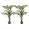 VEVOR Rbol Artificial 1219mm Planta Artificial pe Areca Palmera 2 Árboles Falsos Verdes con Maceta 127x113 mm Decoración de Plantas Falsas para Hogar