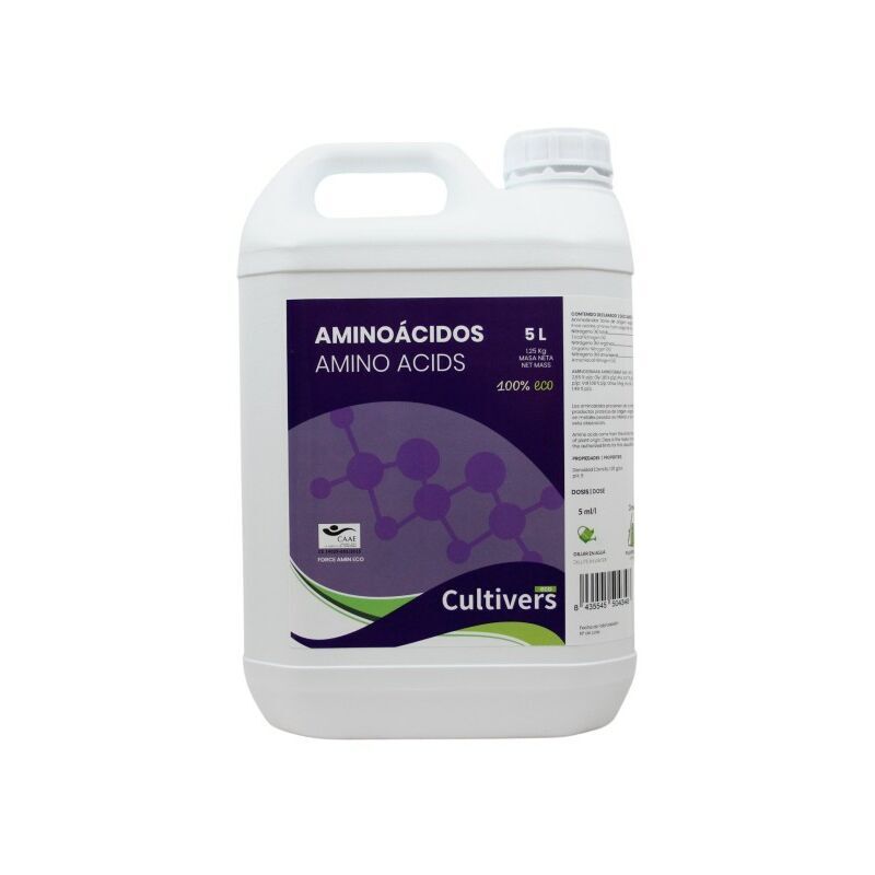 Cultivers - Abono de Aminoácidos Vegetales 5 l. Fertilizante potenciador del Crecimiento de tu Plantas en Exterior e Interior